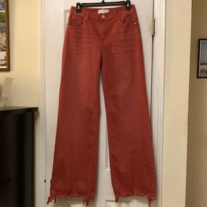 RISEN HIGH RISE WIDE JEAN DISTRESSED HEM ,LADIES Style NO:RDP5383